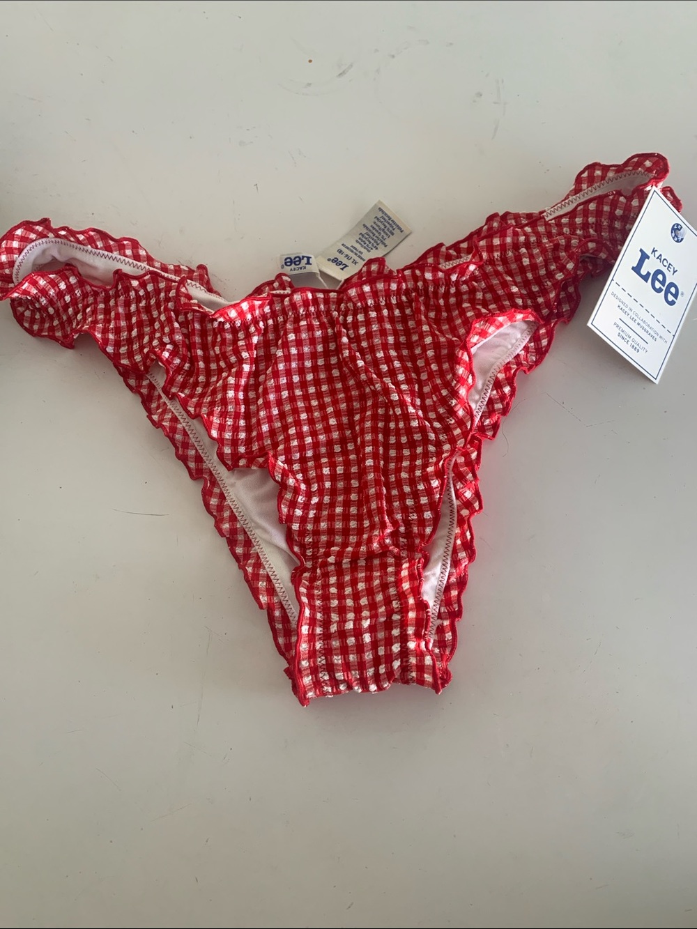 NWT Lee Kacey Musgraves Red Gingham Bikini Bottoms sz XL country western swim